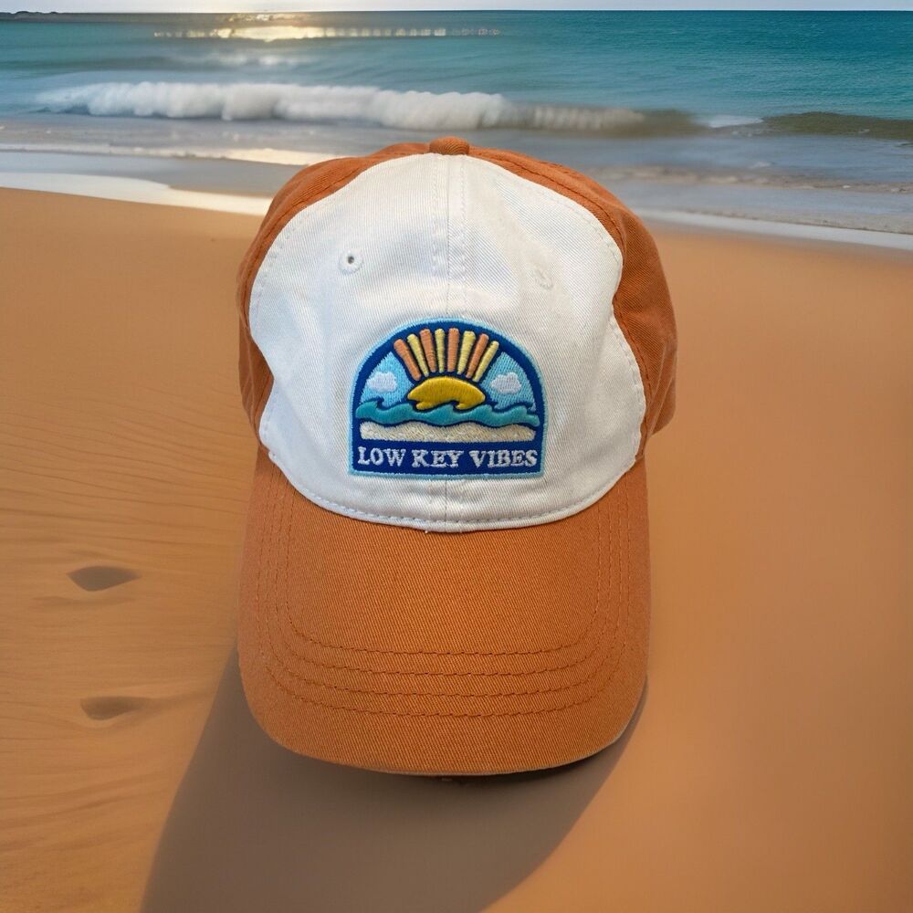 Low Key Vibes American Eagle Outfitters Baseball Cap Orange OS Embroidered Patch